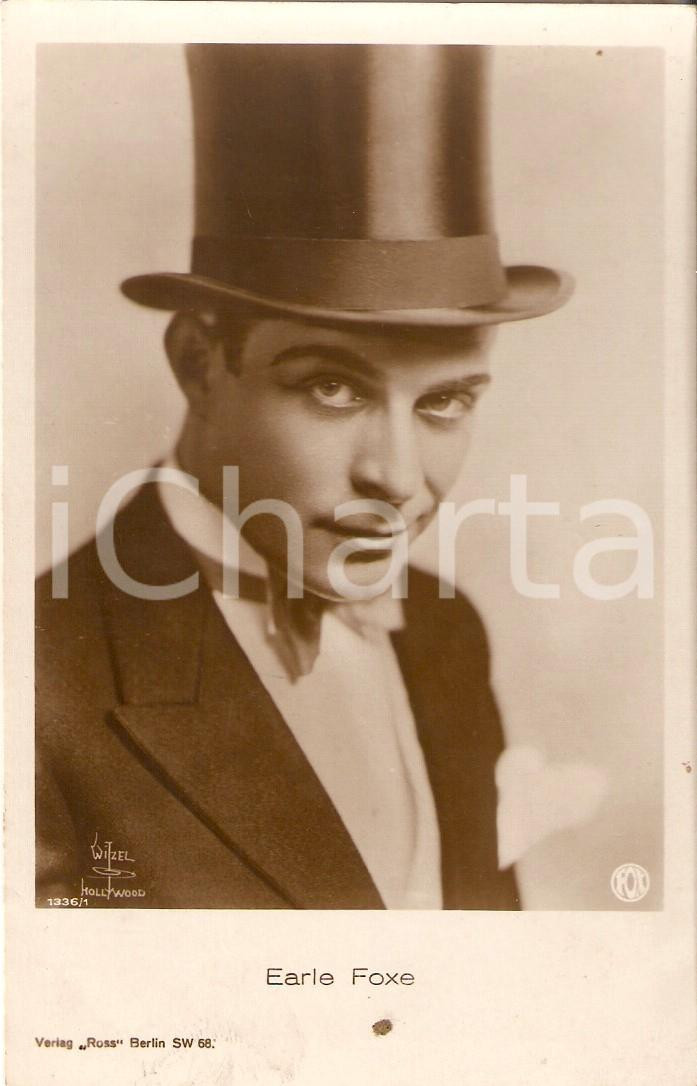 Cartolina originale da collezione 1925 ca CINEMA Attore Earle FOXE indossa cappelo a cilindro Cartolina FP NV 1