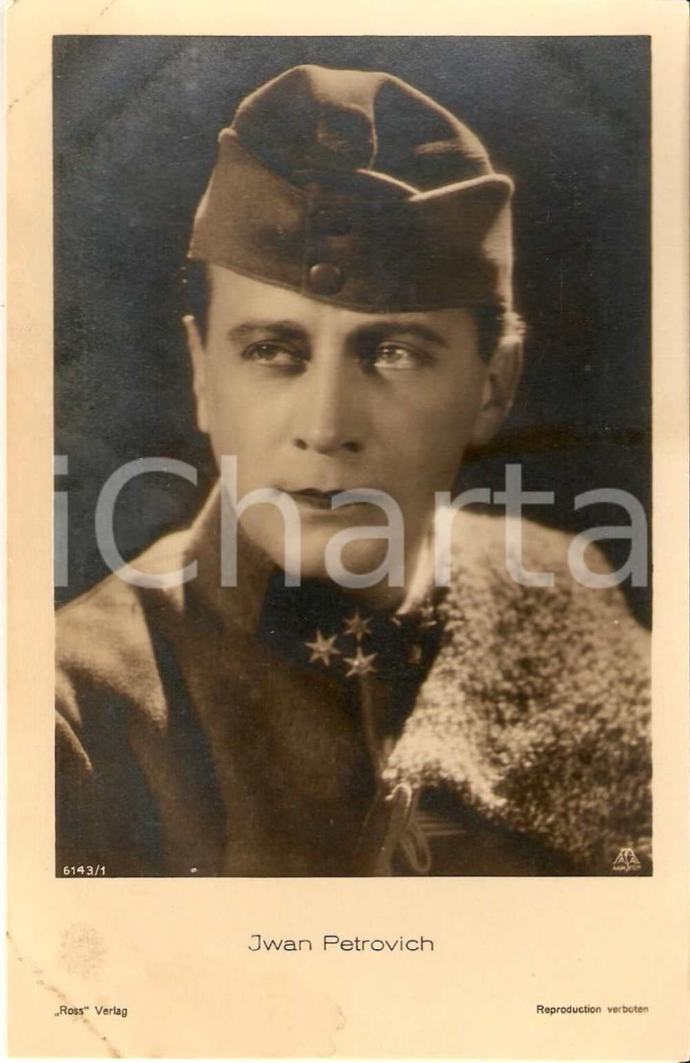 Cartolina originale da collezione 1935 ca CINEMA Attore Ivan PETROVICH in abiti militari Cartolina FP NV 1