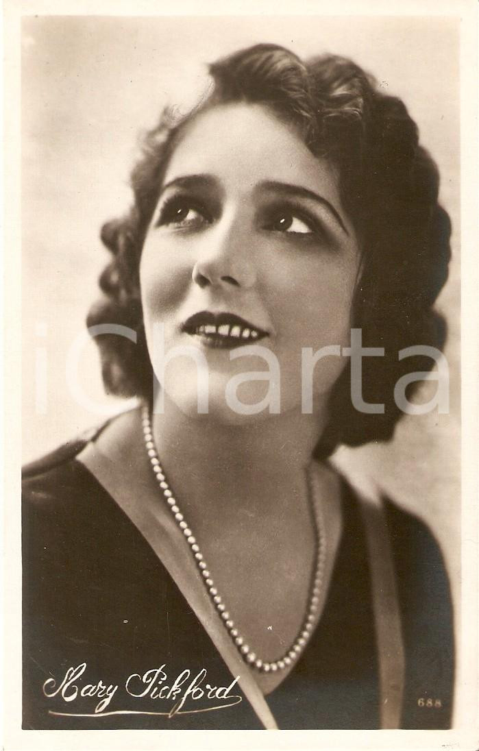 Cartolina originale da collezione 1925 ca CINEMA Attrice Mary PICKFORD con collana di perle Cartolina FP NV 1
