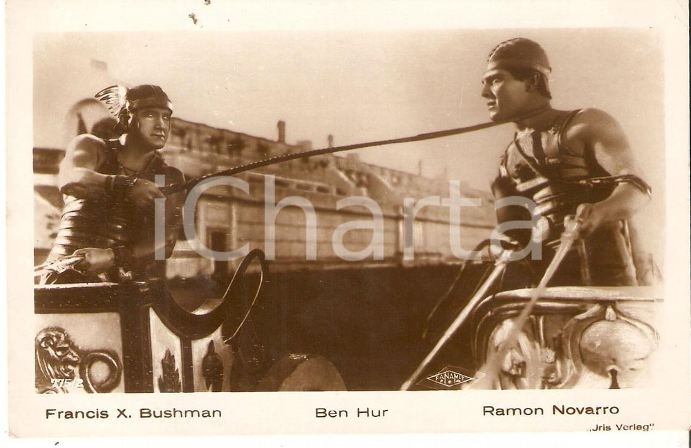 Cartolina originale da collezione 1926 BEN HUR Francis X. BUSHMAN e Ramon NOVARRO corsa delle bighe Cartolina FP 1