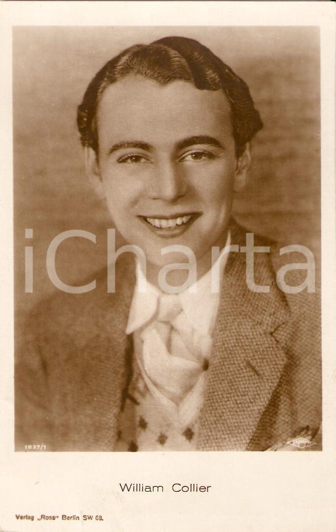 Cartolina originale da collezione 1925 ca CINEMA Actor William COLLIER Portrait with necktie Cartolina FP NV 1