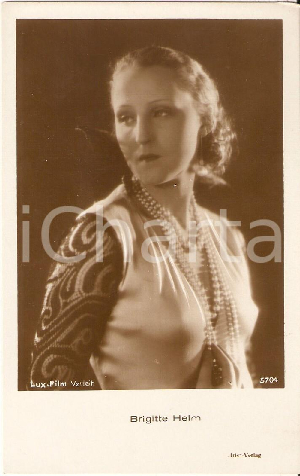 1935 ca CINEMA Actress Brigitte HELM wears pearl necklace *Cartolina FP