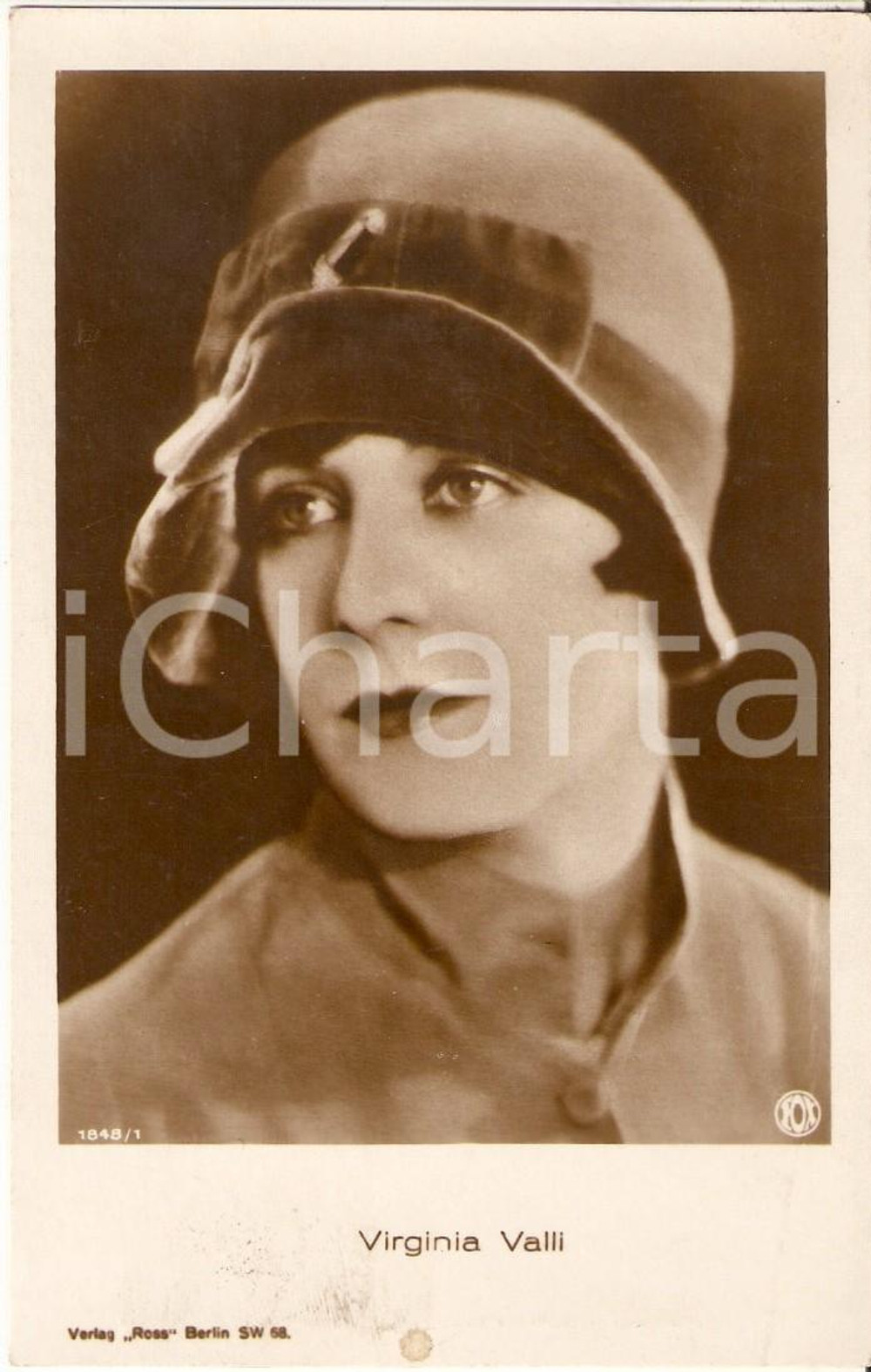Cartolina originale da collezione 1930 ca CINEMA Attrice Virginia VALLI indossa cappello Cartolina FP NV 1