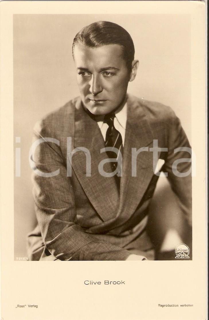 Cartolina originale da collezione 1930 ca CINEMA Actor Clive BROOK wears a necktie Cartolina FP NV 1