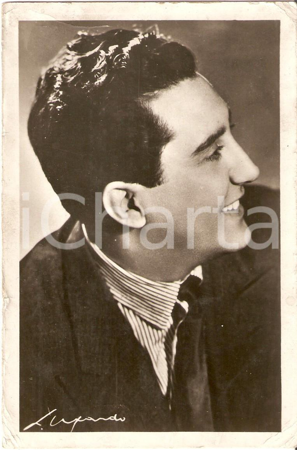 Cartolina originale da collezione 1960 ca MUSICA Cantante Corrado LOJACONO Ritratto Cartolina e discografia FG NV 1