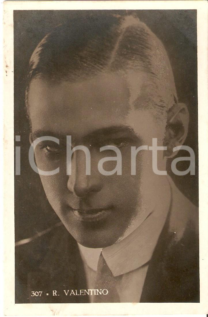 Cartolina originale da collezione 1950 ca CINEMA Rodolfo VALENTINO Primo piano intenso Cartolina FP NV 1