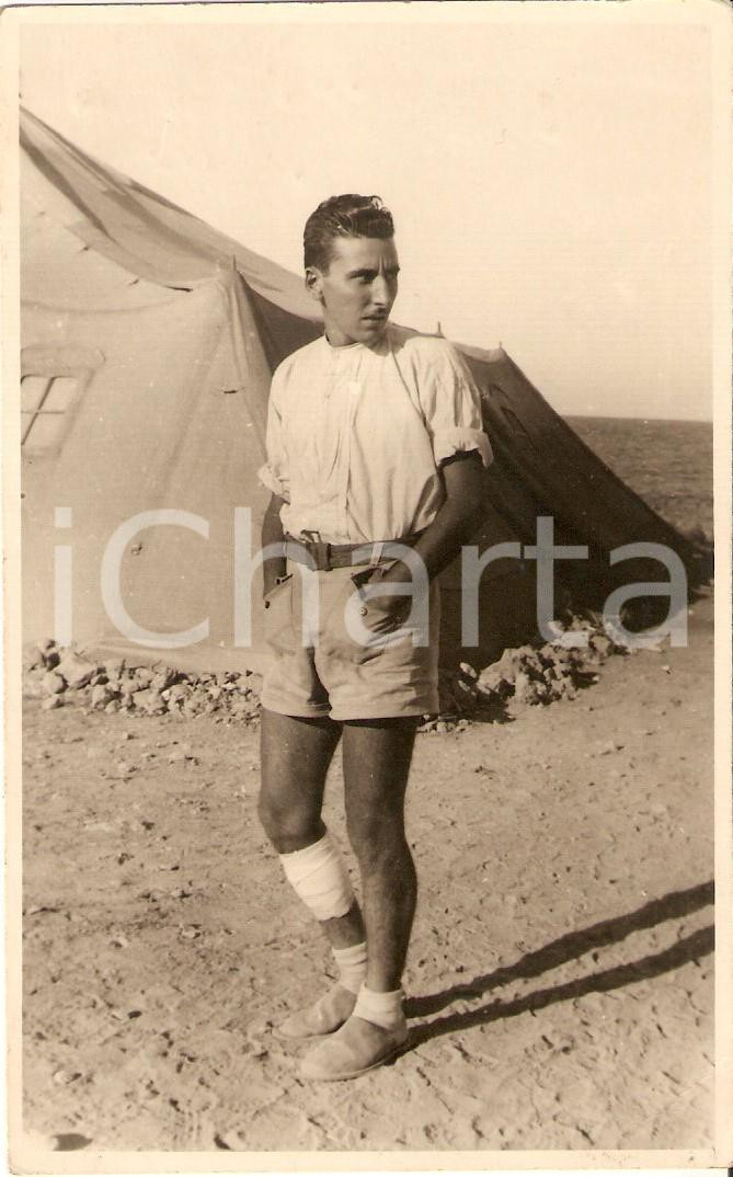 Fotografia d epoca originale 1942 LIBIA 7° Reggimento Bersagliere calciatore Mario ANGIOLINI ferito Foto 1