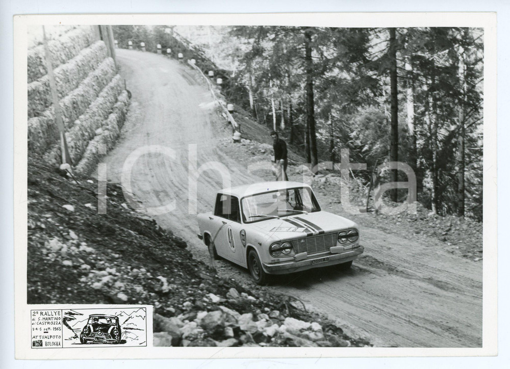 Fotografia d epoca originale 1965 2° Rally SAN MARTINO DI CASTROZZA Lancia Fulvia su strada di montagna Foto 1