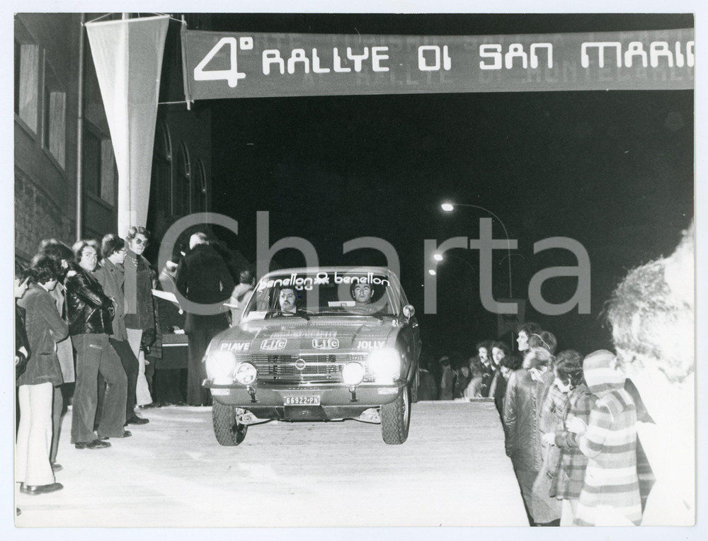 Fotografia d epoca originale 1973 4° Rally SAN MARINO OPEL Kadett BENETTON Jolly Club Piave Foto 1