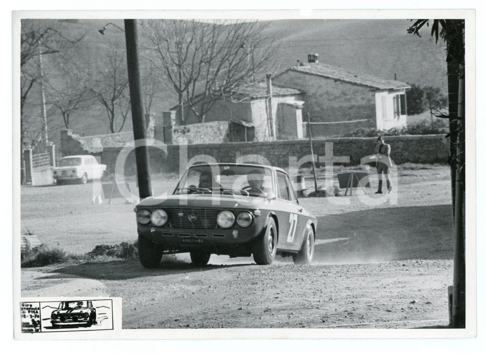Fotografia d epoca originale 1970 Giro Provincia di PISA Lancia Fulvia coupé su sterrato JOLLY CLUB Foto 1