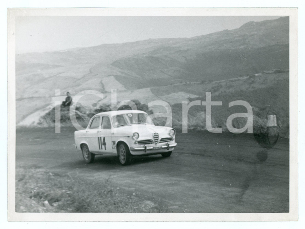 Fotografia d epoca originale 1961 1° Rally CHIANCIANO TERME Alfa Romeo Giulietta Foto 1