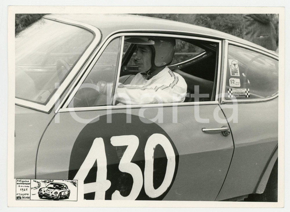 Fotografia d epoca originale 1968 Rally ANTIGNANO  MONTEBURRONE Pilota LOCATELLI alla guida Foto 1