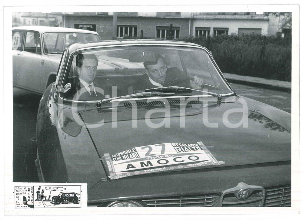 Fotografia d epoca originale 1965 Gara RIALTO Trofeo AMOCO Mario ANGIOLINI Alfa Romeo Giulia JOLLY CLUB Foto 1