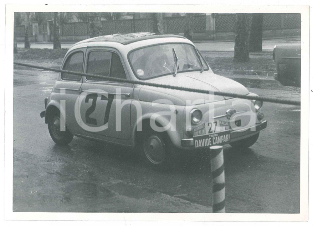 Fotografia d epoca originale 1960 ca MILANO SANREMO Trofeo Davide CAMPARI Fiat 500 JOLLY CLUB Foto RALLY 1