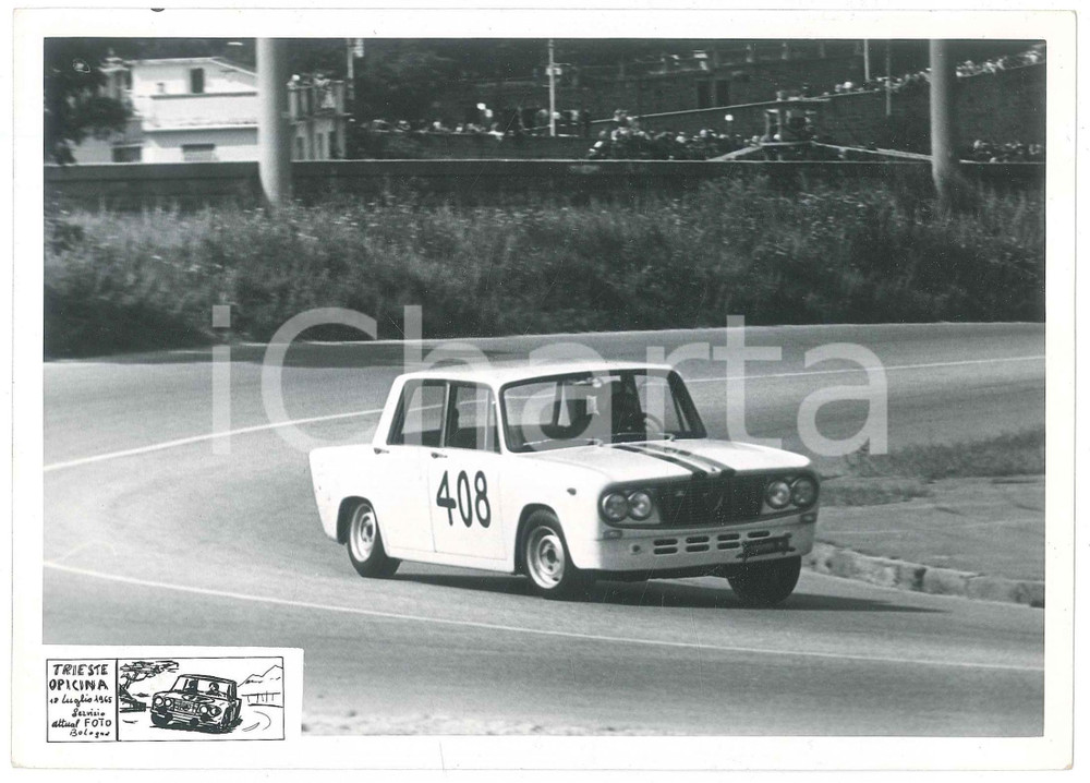Fotografia d epoca originale 1965 TRIESTE OPICINA Lancia Fulvia durante la gara JOLLY CLUB Foto RALLY 1