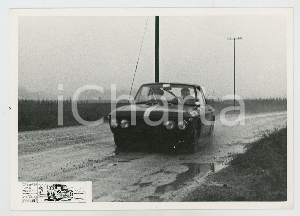 Fotografia d epoca originale 1966 NOVARA I° Trofeo 250 minuti  Lancia Fulvia coupé RALLY AUTOMOBILISMO 1