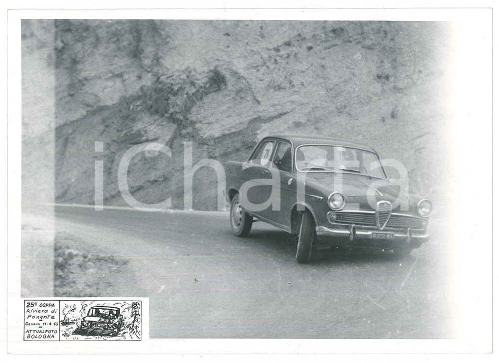 Fotografia d epoca originale 1965 GENOVA 25 Coppa Riviera di Ponente ALFA ROMEO Giulietta JOLLY CLUB Foto 1