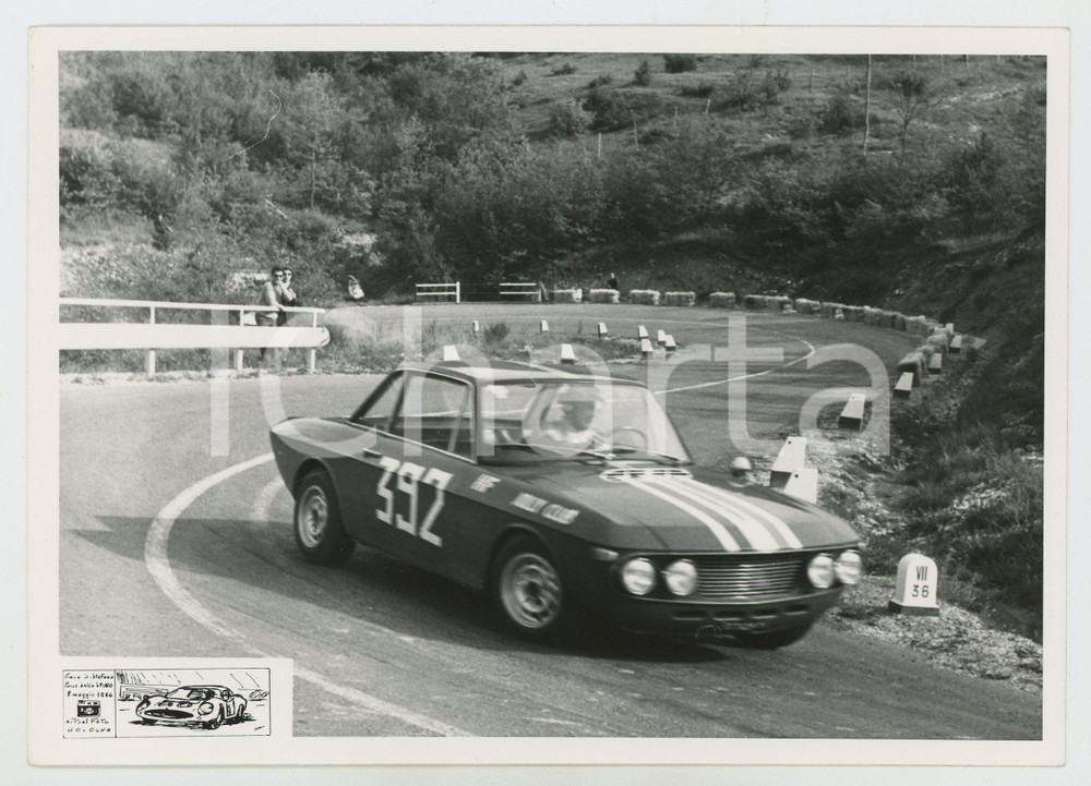 Fotografia d epoca originale 1966 PIEVE SANTO STEFANO Passo dello Spino JOLLY CLUB Lancia Fulvia coupÃ© curva 1