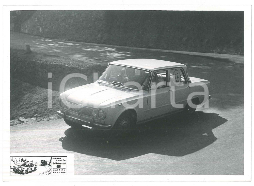 Fotografia d epoca originale 1965 MILANO  SAINT VINCENT Alfa Romeo Giulia 1600 Foto JOLLY CLUB Rally 1