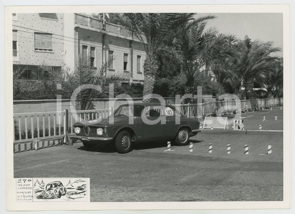 Fotografia d epoca originale 1965 27Â° MILANO SANREMO Alfa Romeo Giulia sprint GT 1600 veloce Slalom Foto 1