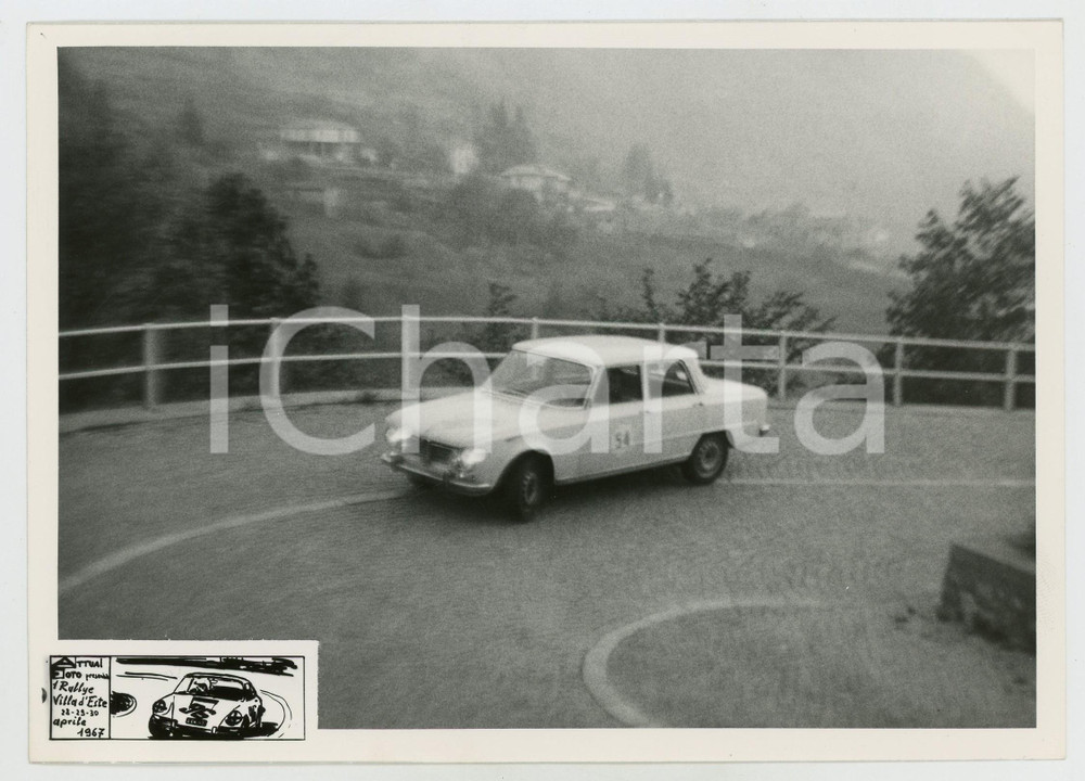 Fotografia d epoca originale 1967 COMO 1 Rally Villa d Este JOLLY CLUB Lancia Fulvia tornante Foto 1