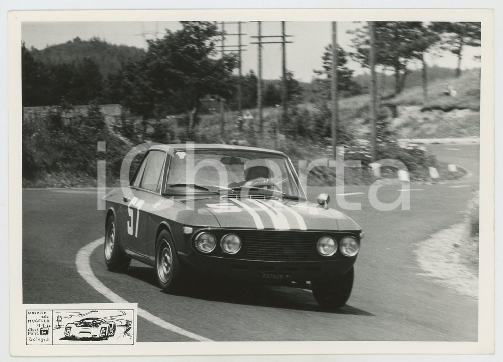 Fotografia d epoca originale 1966 MUGELLO Lancia Fulvia coupé DE LEONIBUS  ANGIOLINI Jolly  AUTOMOBILISMO 1