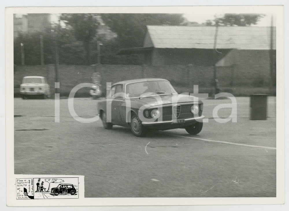 Fotografia d epoca originale 1965 3° Regolarità RIALTO Trofeo AMOCO Alfa Romeo Giulia GT 1600 AUTOMOBILISMO 1