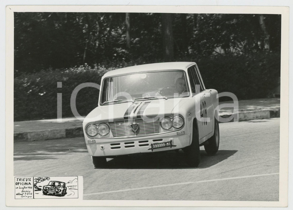 Fotografia d epoca originale 1965 TRIESTE OPICINA Mario ANGIOLINI guida Lancia Fulvia JOLLY CLUB Foto RALLY 1