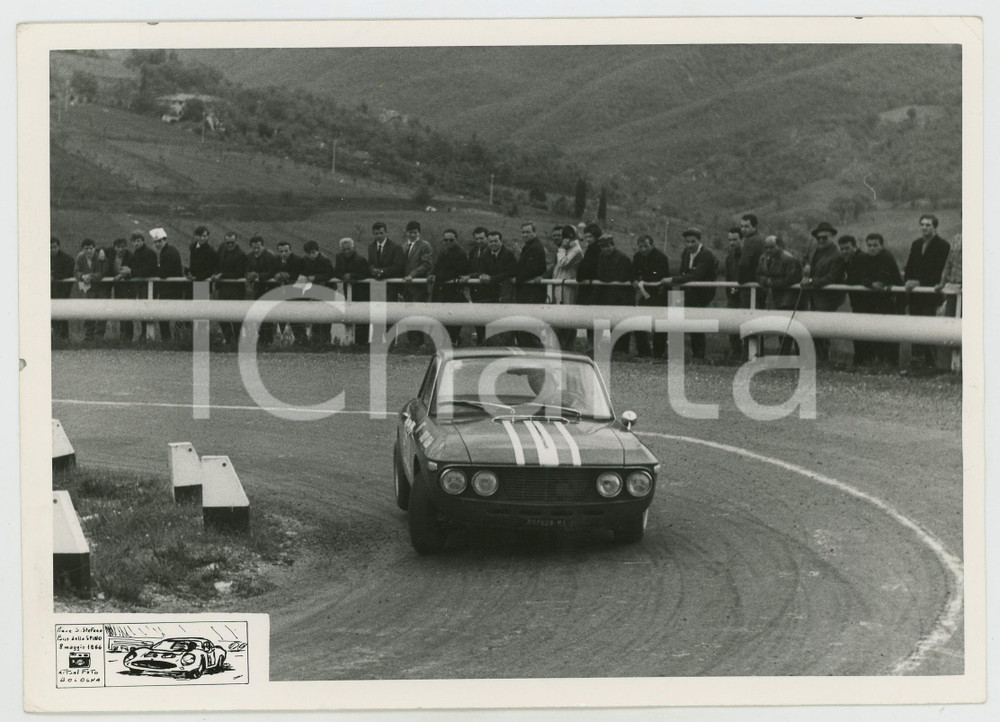 Fotografia d epoca originale 1966 PIEVE SANTO STEFANO Passo dello Spino JOLLY TEAM Lancia Fulvia coupÃ© Foto 1