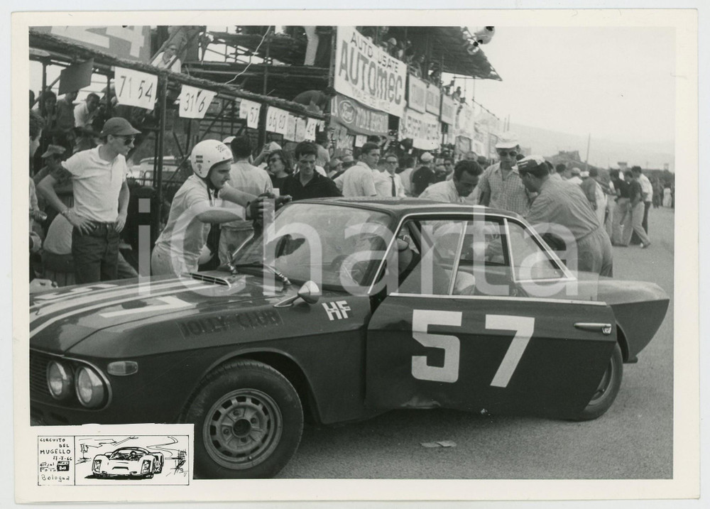 Fotografia d epoca originale 1966 Circuito del MUGELLO Lancia Fulvia coupé prima della partenza AUTOMOBILISMO 1