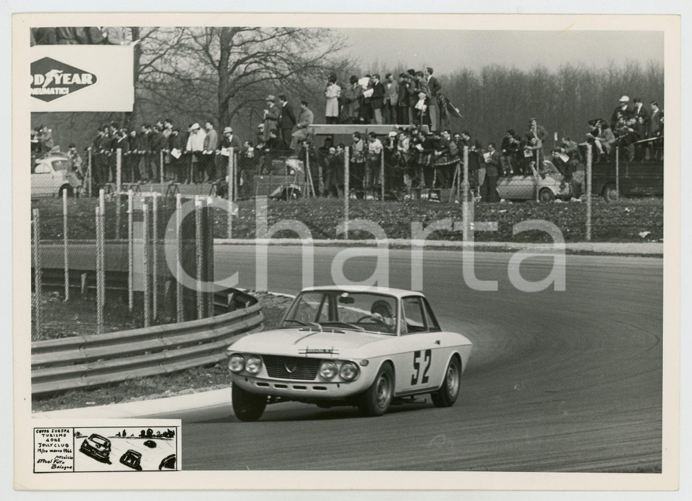 Fotografia d epoca originale 1966 Coppa Europa Turismo 4 ore LANCIA Fulvia coupÃ© su circuito JOLY CLUB Foto 1