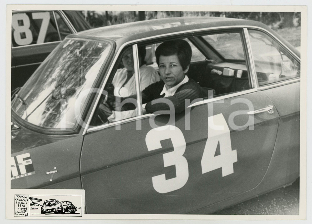 Fotografia d epoca originale 1970 Trofeo Col Pil FranÃ§ois Pilota JOLLY CLUB a bordo dell auto Foto RALLY 1