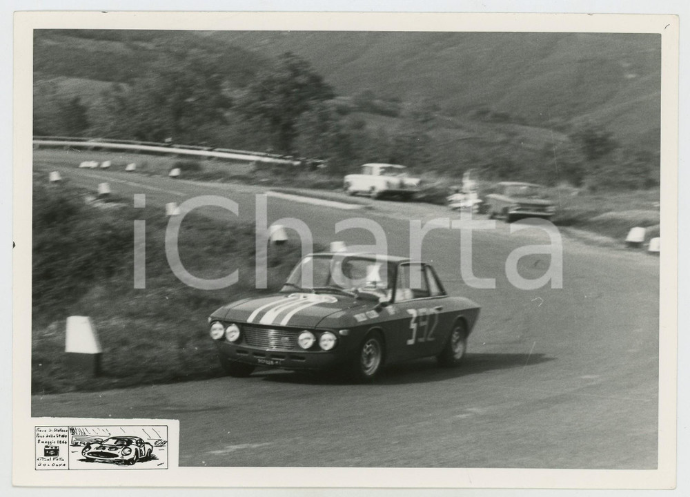 Fotografia d epoca originale 1966 PIEVE SANTO STEFANO Passo dello Spino JOLLY TEAM Lancia Fulvia coupÃ© Foto 1