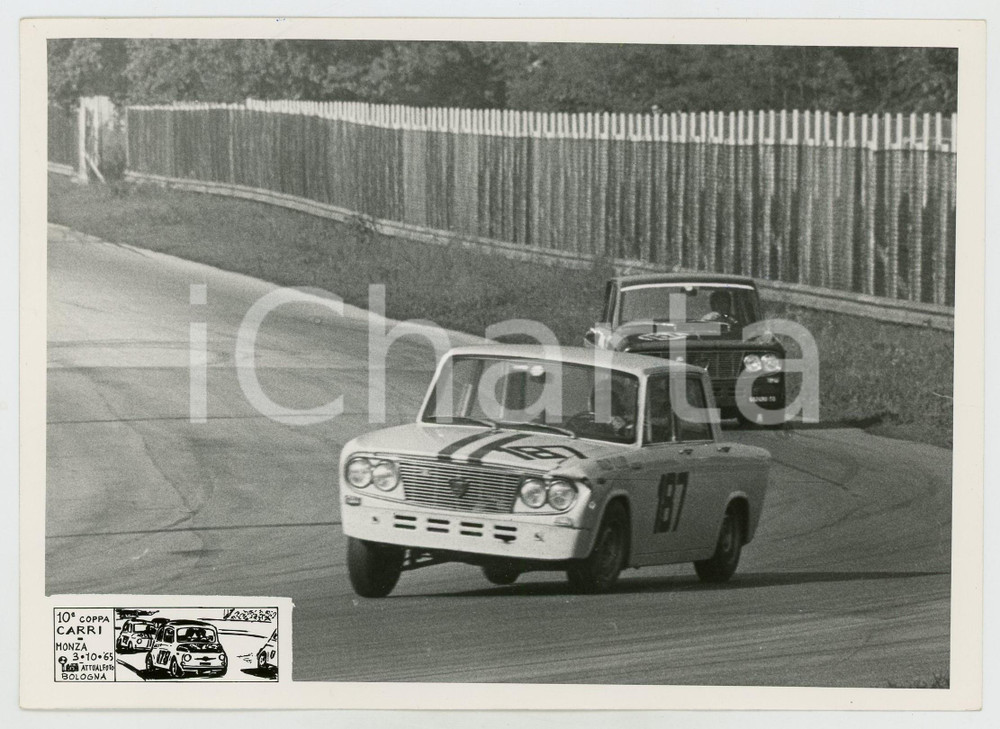 Fotografia d epoca originale 1965 AUTODROMO DI MONZA 10Â° Coppa Carri JOLLY TEAM Lancia Fulvia Foto 1