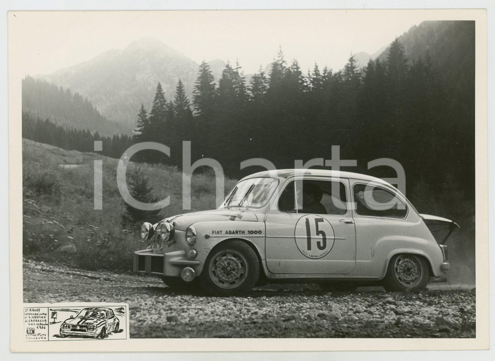 1966 3° Rally SAN MARTINO DI CASTROZZA Jolly Team FIAT ABARTH 1000 *Foto DIMENSIONI: 18 x 13 cmCONDIZIONI: GOOD     originale e autentica 1