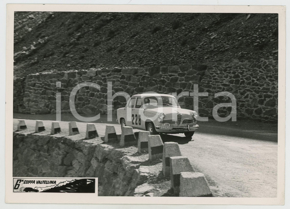 Fotografia d epoca originale 1959 6 COPPA VALTELLINA Scuderia JOLLY TEAM Alfa Romeo Giulietta in curva Foto 1
