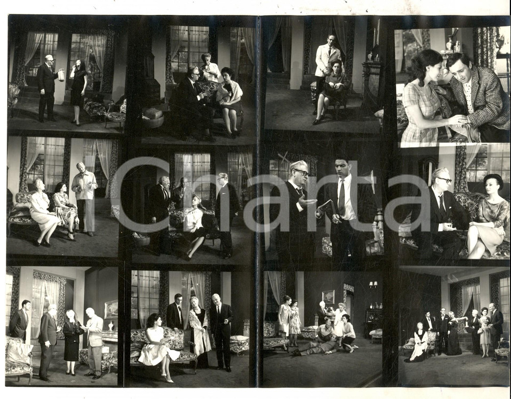 Fotografia d epoca originale 1955 ca TEATRO MILANO Delitto alle sette querce  Foto di scena 12 provini 1