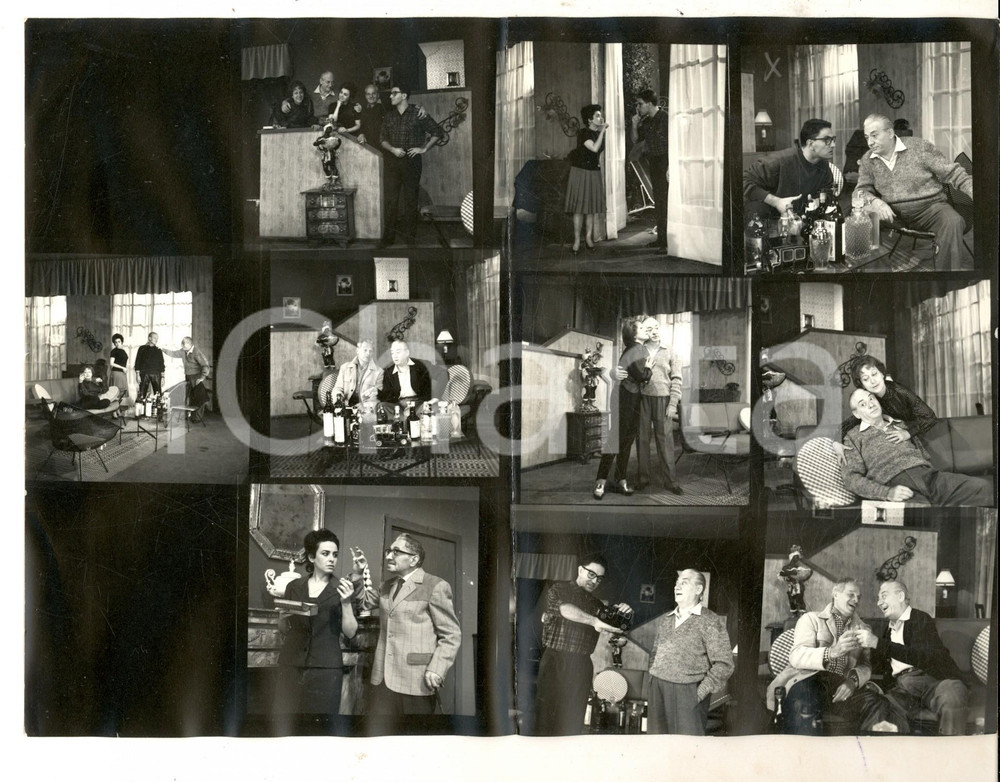 Fotografia d epoca originale 1960 ca TEATRO MILANO Colpo grosso Foto di scena 10 provini 24x18 cm 1
