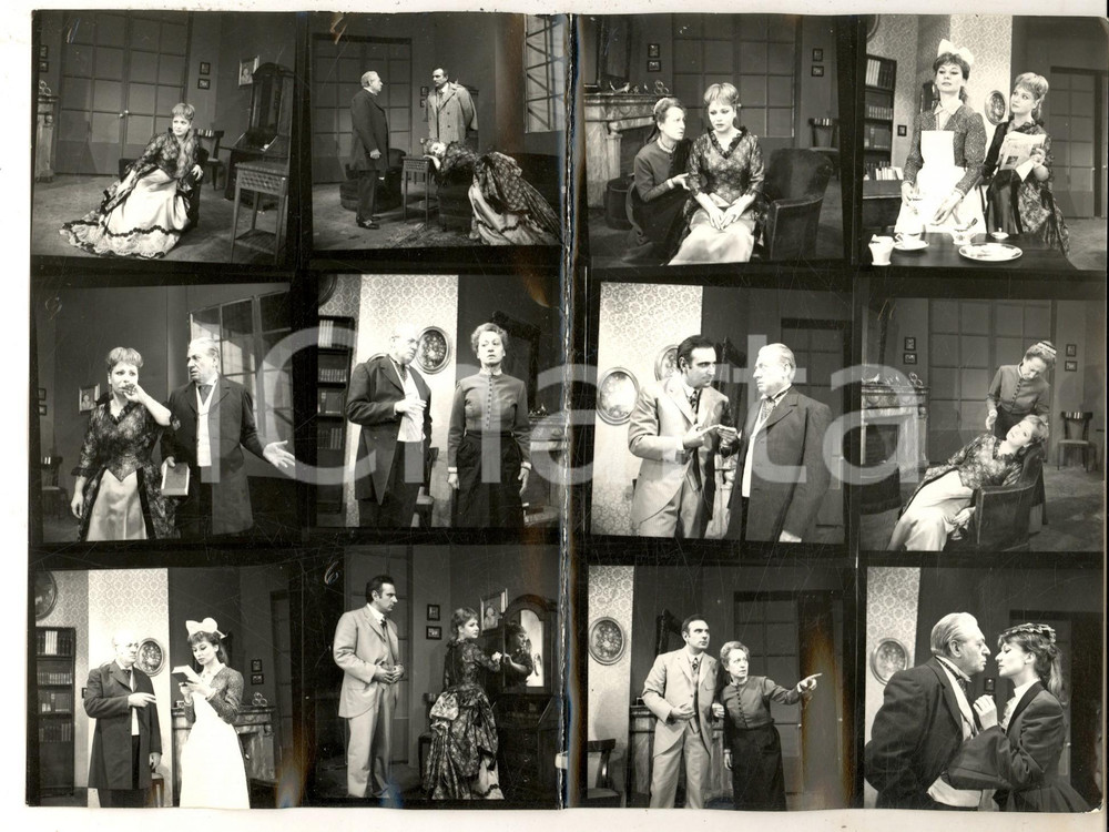 Fotografia d epoca originale 1960 ca TEATRO MILANO Angoscia di Patrick Hamilton Foto di scena 12 provini 1