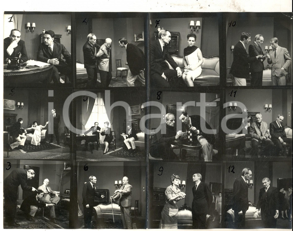 Fotografia d epoca originale 1960 ca TEATRO MILANO Ho ucciso il conte  Foto di scena 12 provini 24x18 1