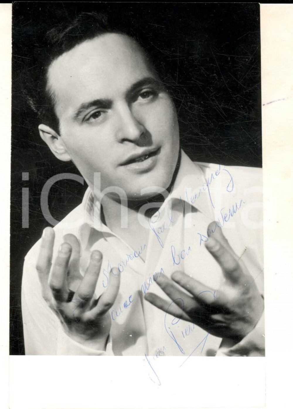 Autografo originale 1960 PARIS Ritratto cantante JeanPierre DERIVES Foto seriale con AUTOGRAFO 9x14 1
