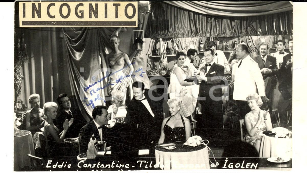 Autografo originale 1955 ca PARIS INCOGNITO IGOLEN con Eddie CONSTANTINE e Tilda THAMAR AUTOGRAFO 1