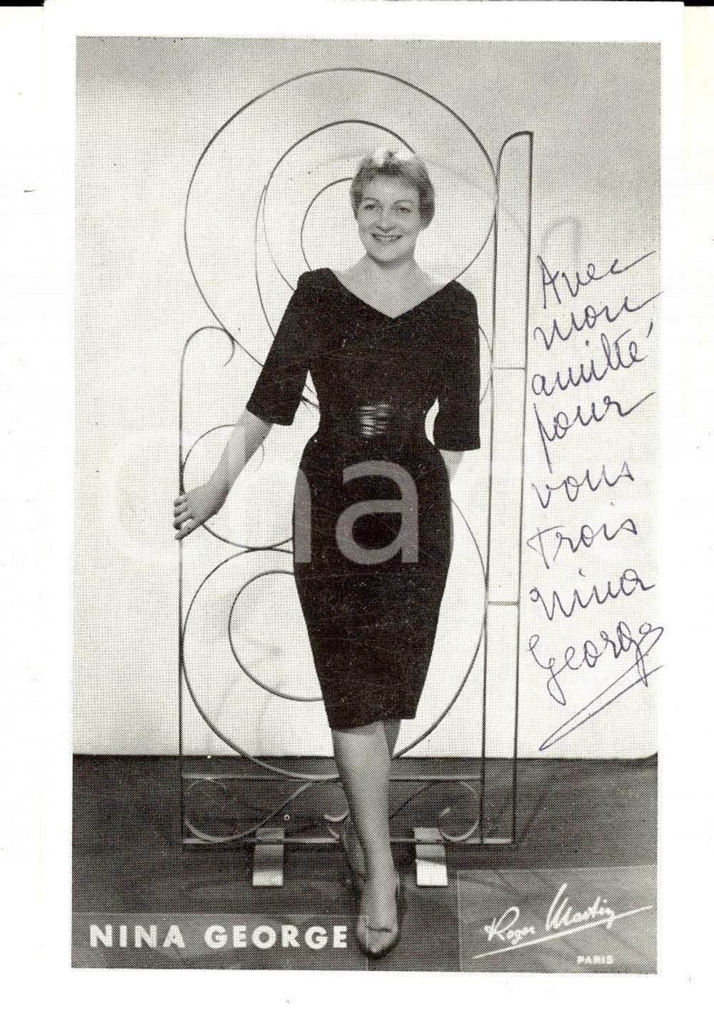 Autografo originale 1960 ca Ritratto della cantante NINA GEORGE Foto seriale con AUTOGRAFO 10x14 1