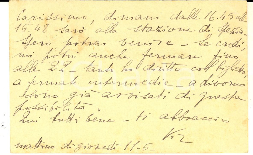 Manoscritto, lettera originale 1931 MONDOVI  Cartolina di Virginia CORDERO DI MONTEZEMOLO a Carlo Autografa 1