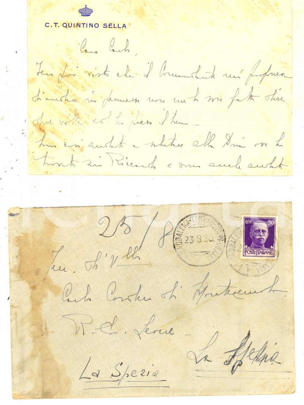 Manoscritto, lettera originale 1930 LA MADDALENA Roberto CORDERO DI MONTEZEMOLO approfitta di un permesso 1
