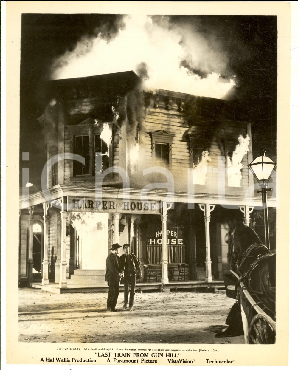 Fotografia d epoca originale 1959 CINEMA Film Last train from Gun HIll Kirk DOUGLAS all Harper House Foto 1