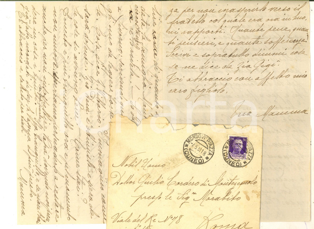 Manoscritto, lettera originale 1931 MONDOVI  Marchesa CORDERO DI MONTEZEMOLO contro la parente condannata 1