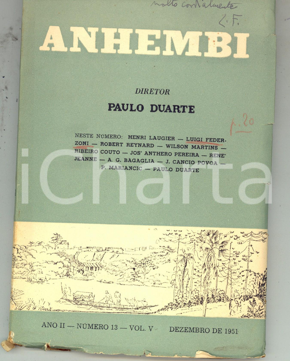 Libro, pubblicazione d epoca 1951 ANHEMBI Penitenciaria Sao Paulo  Joaquim NABUCO Autografo Luigi FEDERZONI 1