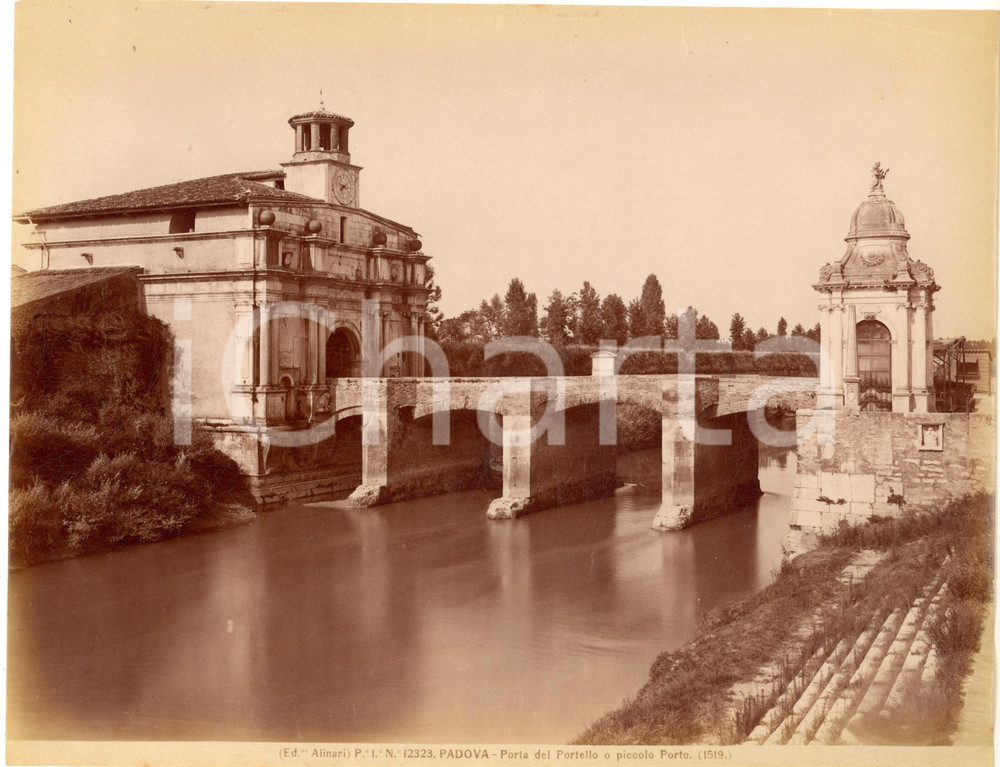 Fotografia d epoca originale 1920 ca PADOVA Veduta della Porta del PORTELLO Foto ALINARI 24x18 cm 1