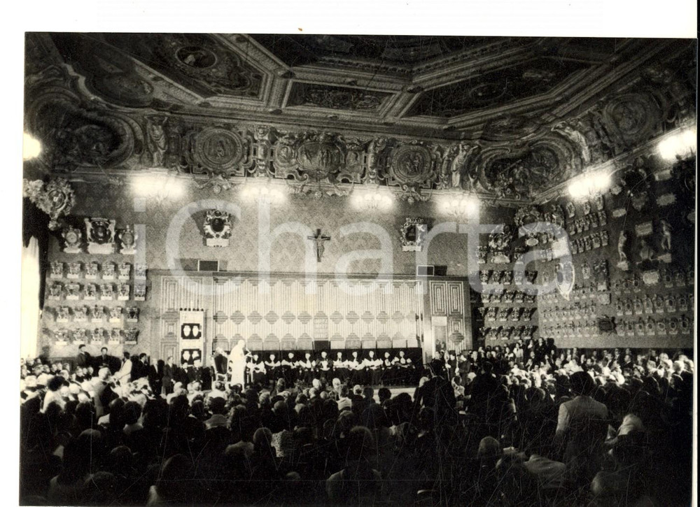 Fotografia d epoca originale 1982 PADOVA Papa Giovanni Paolo II in visita all UniversitÃ  Foto 18x13 cm 1